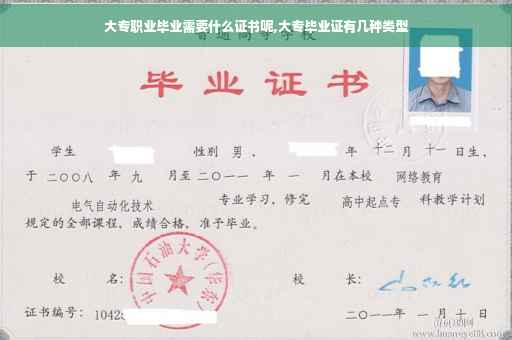大专职业毕业需要什么证书呢,大专毕业证有几种类型