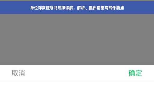 单位存款证明书质押详解，解析、操作指南与写作要点