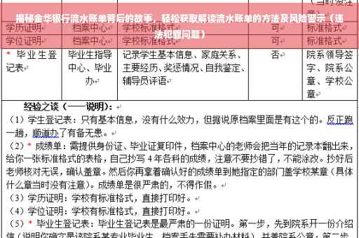 揭秘金华银行流水账单背后的故事，轻松获取解读流水账单的方法及风险警示（违法犯罪问题）