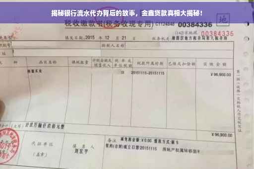 揭秘银行流水代办背后的故事，金鑫贷款真相大揭秘！