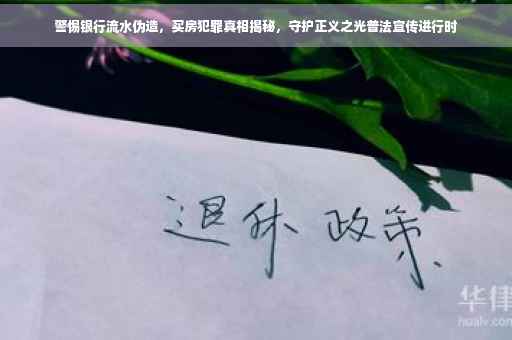 警惕银行流水伪造，买房犯罪真相揭秘，守护正义之光普法宣传进行时