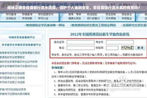 揭秘正确举报查银行流水流程，保护个人金融安全，举报查银行流水真的有用吗？