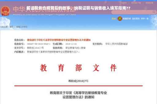 解读税务合规背后的故事，纳税证明与销售收入填写指南??