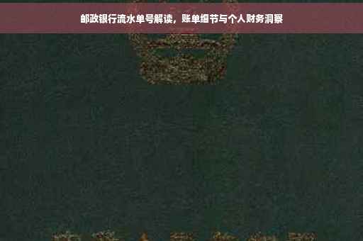 邮政银行流水单号解读，账单细节与个人财务洞察