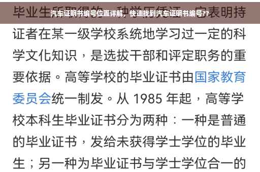 汽车证明书编号位置详解，快速找到汽车证明书编号??
