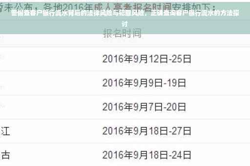 警惕查客户银行流水背后的法律风险与犯罪风险，正确查询客户银行流水的方法探讨