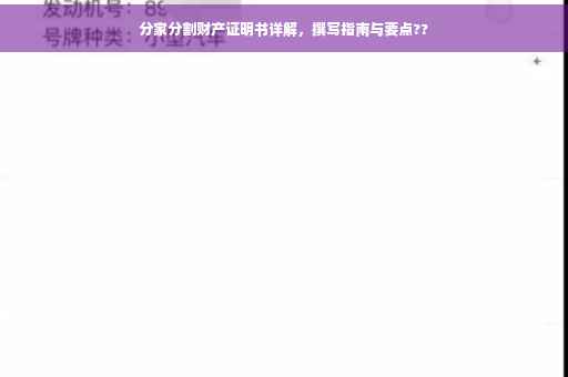 分家分割财产证明书详解，撰写指南与要点??