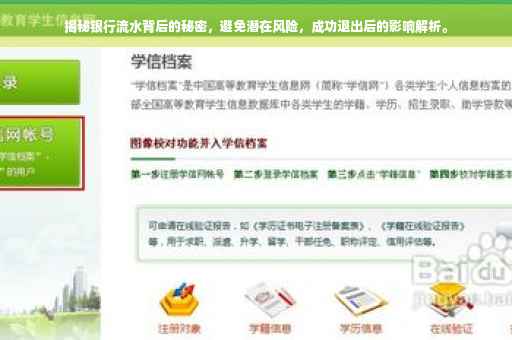 揭秘银行流水背后的秘密，避免潜在风险，成功退出后的影响解析。