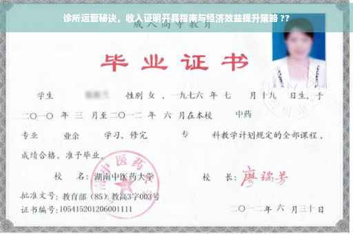 诊所运营秘诀，收入证明开具指南与经济效益提升策略 ??