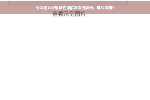 公司收入证明格式详解及实例展示，撰写指南?