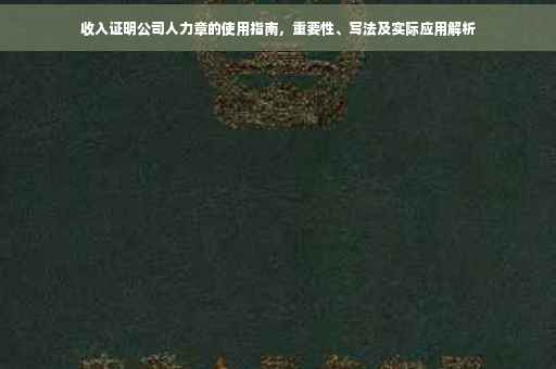 收入证明公司人力章的使用指南，重要性、写法及实际应用解析