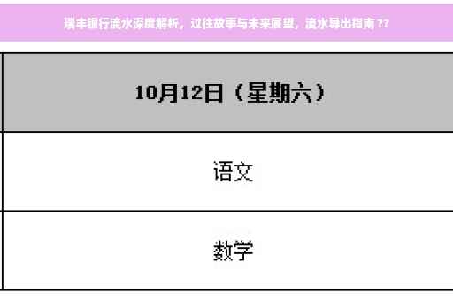 瑞丰银行流水深度解析，过往故事与未来展望，流水导出指南 ??