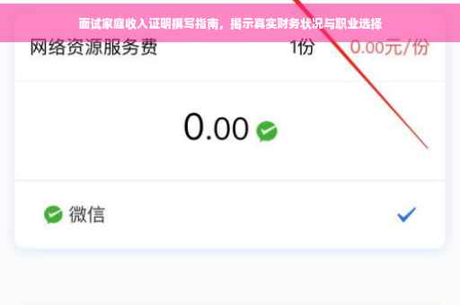 面试家庭收入证明撰写指南，揭示真实财务状况与职业选择