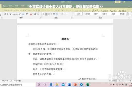 全面解析诉讼中收入状况证明，步骤与策略指南??
