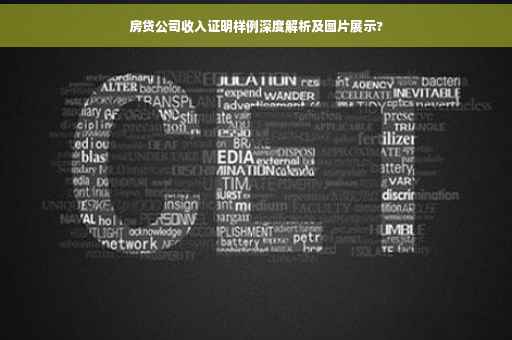 房贷公司收入证明样例深度解析及图片展示?