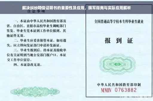 解决纠纷赔偿证明书的重要性及应用，撰写指南与实际应用解析