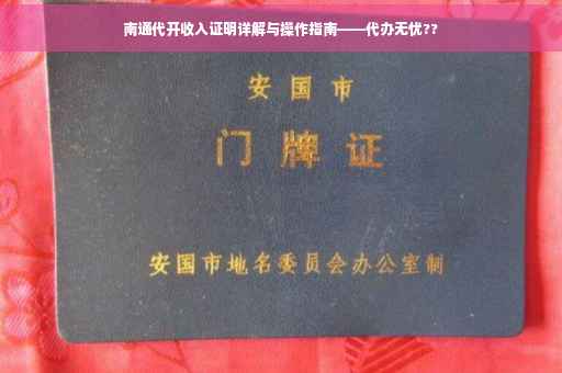 南通代开收入证明详解与操作指南——代办无忧??