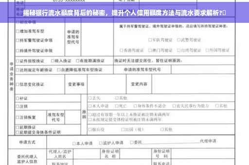 揭秘银行流水额度背后的秘密，提升个人信用额度方法与流水要求解析?✨