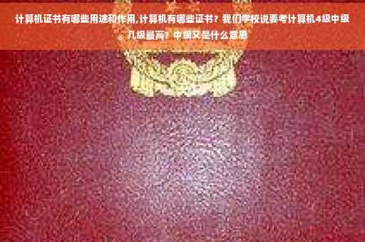 计算机证书有哪些用途和作用,计算机有哪些证书？我们学校说要考计算机4级中级。几级最高？中级又是什么意思