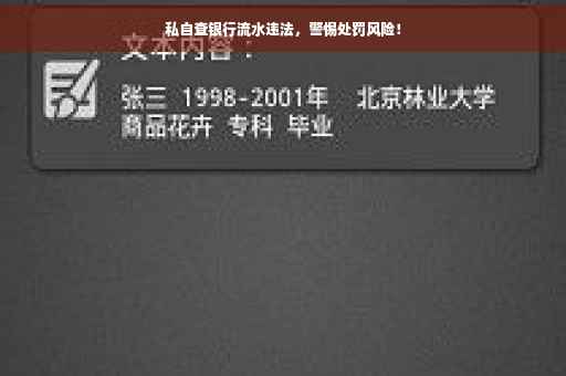 私自查银行流水违法，警惕处罚风险！