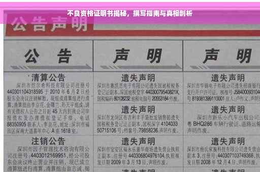 不良资格证明书揭秘，撰写指南与真相剖析