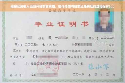 揭秘买房收入证明开税前的真相，操作指南与税前还是税后的选择探讨?⚡️