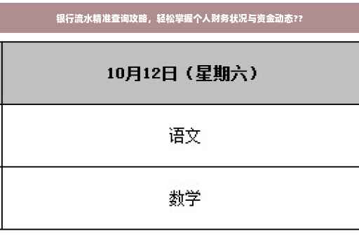 银行流水精准查询攻略，轻松掌握个人财务状况与资金动态??
