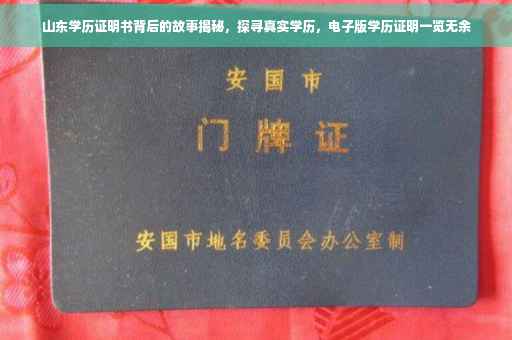 山东学历证明书背后的故事揭秘，探寻真实学历，电子版学历证明一览无余