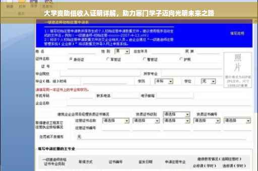 大学资助低收入证明详解，助力寒门学子迈向光明未来之路