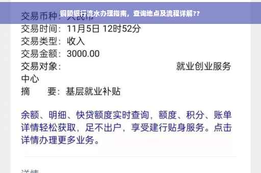 铜陵银行流水办理指南，查询地点及流程详解??