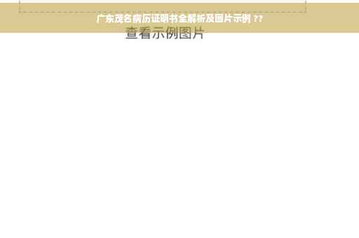 广东茂名病历证明书全解析及图片示例 ??