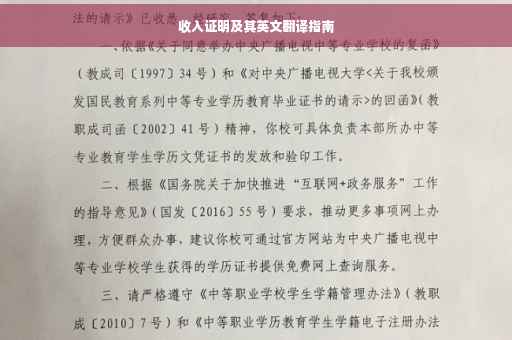 收入证明及其英文翻译指南