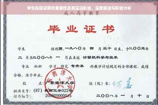 学生在园证明的重要性及其深远影响，深度解读与影响分析