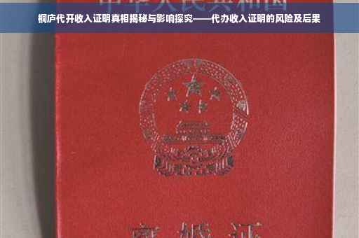 桐庐代开收入证明真相揭秘与影响探究——代办收入证明的风险及后果
