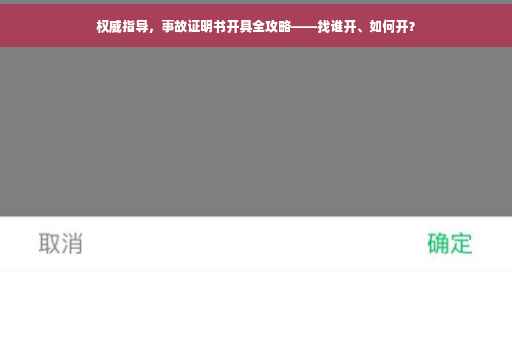 权威指导，事故证明书开具全攻略——找谁开、如何开？