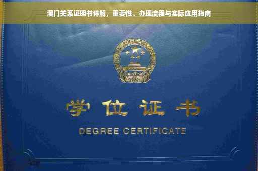 澳门关系证明书详解，重要性、办理流程与实际应用指南