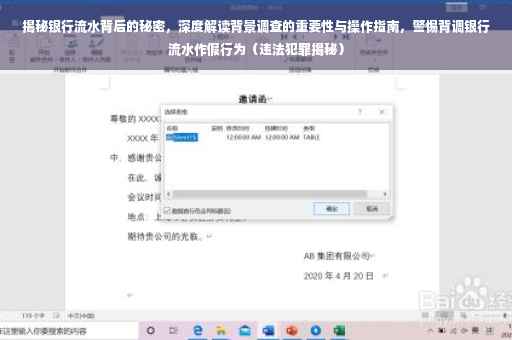 揭秘银行流水背后的秘密，深度解读背景调查的重要性与操作指南，警惕背调银行流水作假行为（违法犯罪揭秘）