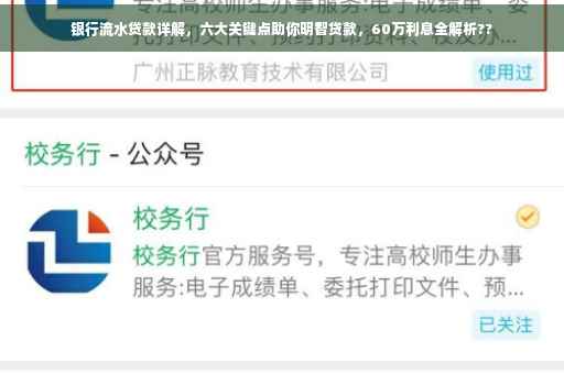 银行流水贷款详解，六大关键点助你明智贷款，60万利息全解析??