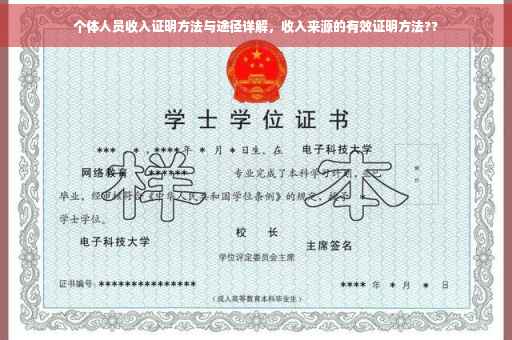 个体人员收入证明方法与途径详解，收入来源的有效证明方法??