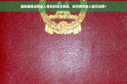 揭秘离婚证明收入背后的经济真相，如何撰写收入情况证明？