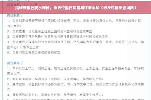 揭秘查银行流水途径，全方位操作指南与注意事项（涉及违法犯罪风险）