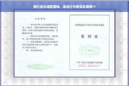 银行流水造假揭秘，违法行为背后的真相??