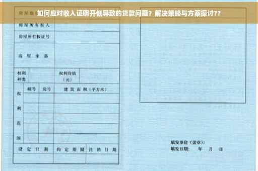 如何应对收入证明开低导致的贷款问题？解决策略与方案探讨??