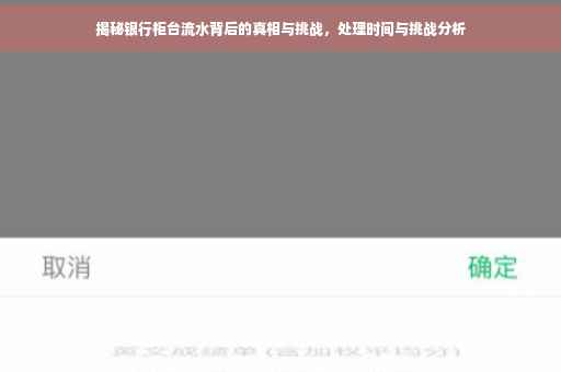 揭秘银行柜台流水背后的真相与挑战，处理时间与挑战分析