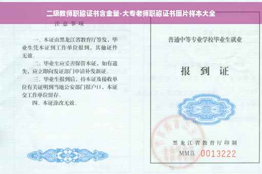二级教师职称证书含金量-大专老师职称证书图片样本大全