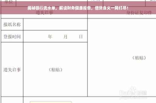 揭秘银行流水单，解读财务健康报告，借贷含义一网打尽！