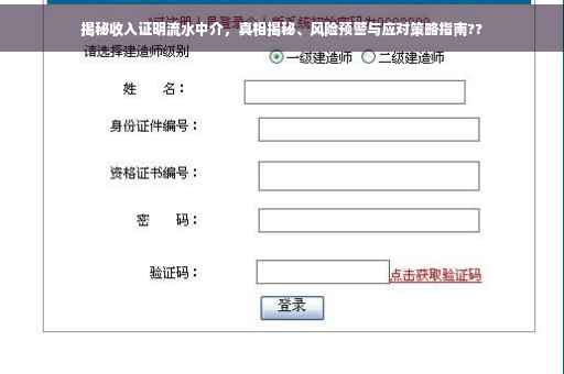 揭秘收入证明流水中介，真相揭秘、风险预警与应对策略指南??