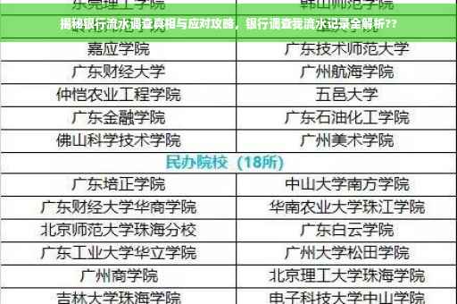 揭秘银行流水调查真相与应对攻略，银行调查我流水记录全解析??