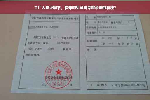 工厂入党证明书，信仰的见证与荣耀承诺的模板?