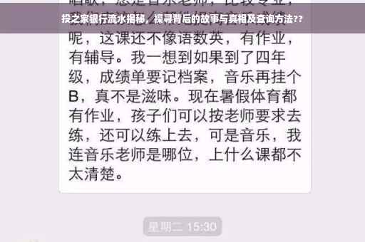 投之家银行流水揭秘，探寻背后的故事与真相及查询方法??